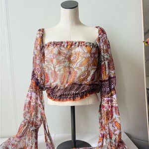 Floral Chiffon Off-Shoulder Top